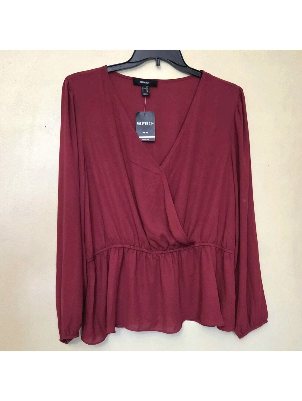 NEW Women's Forever 21 Burgundy 3X Pullover Tunic Blouse Work Office Date Night